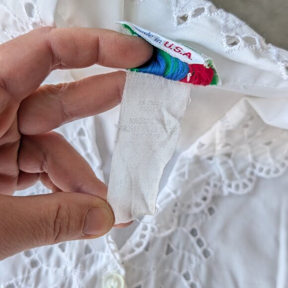 Vintage Stacy Stag of California White Eyelet Collared Sleeveless Top - Picture 8 of 9